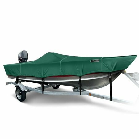 EEVELLE Boat Cover V HULL FISHING SIde Console, Narrow Series w/ Outboard 14ft 6in L 74in W Green SFVFSC1474B-HTR